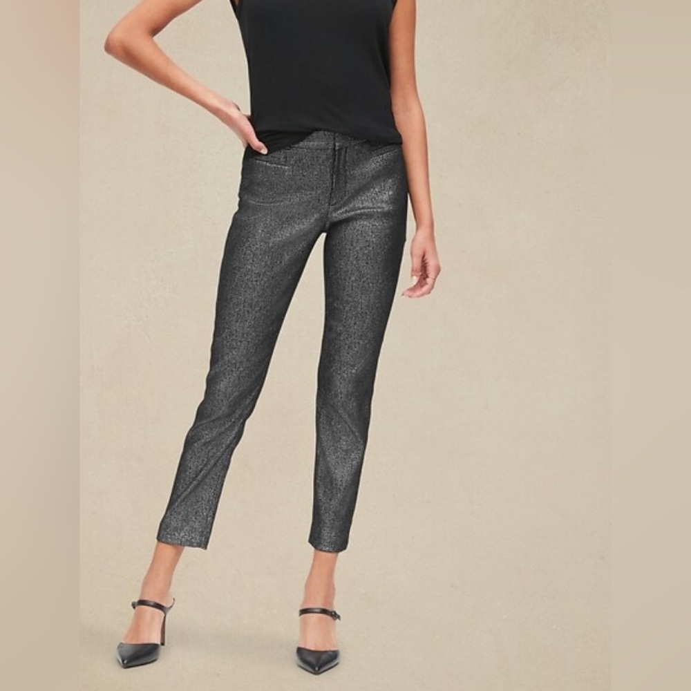 Metallic Plaid Skinny Sloan Dress Pants Banana Republic Size 12